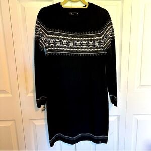 Neve Woman's Sweater Dress Merino Wool Polyester Blend Nordic Fairisle Size M